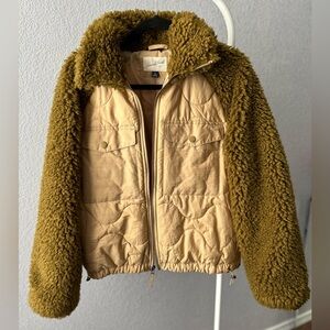 Tan and Olive Sherpa Jacket